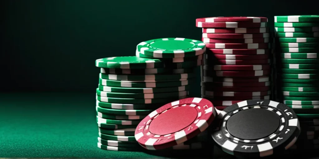 stack of green casino chips